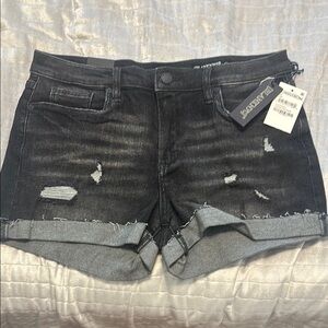 Blank NYC Black Jean Shorts Distressed Frayed Hem